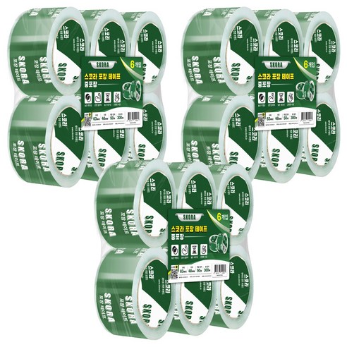 스코라 테이프 투명 중포장 63μm 48mm x 50m, 18개