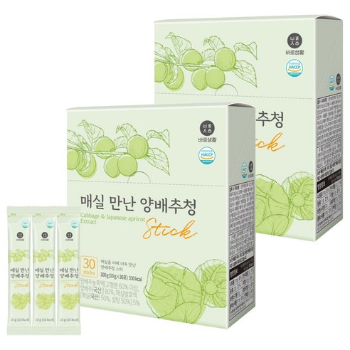 바로생활 매실만난 양배추청 스틱, 300g, 2개