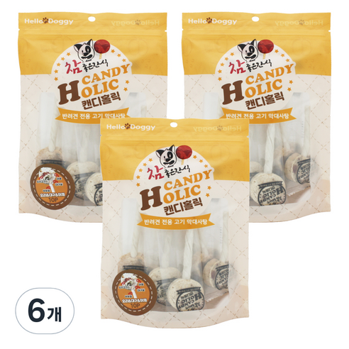 헬로도기 캔디홀릭 강아지 간식 10p, 오리 + 대구 + 야채 혼합맛, 100g, 6개