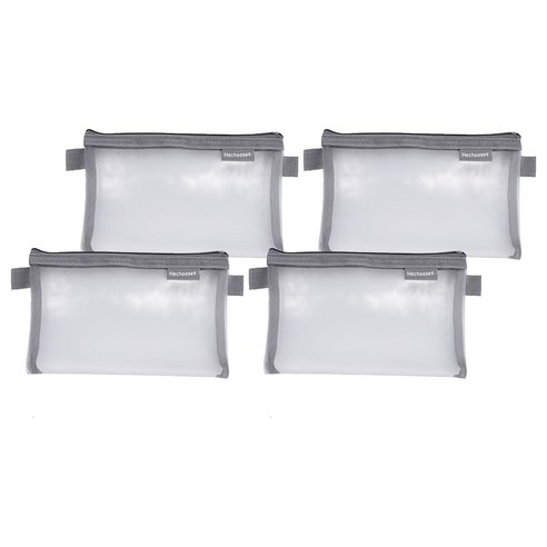 Hechooses 심플 메쉬 파우치형 필통, 그레이, 4개