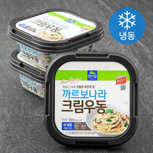 전자레인지 면사랑 까르보나라 크림우동 (냉동), 360g, 3개