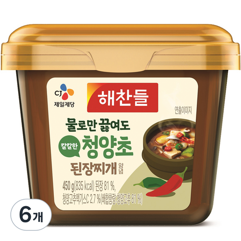 해찬들 그대로 끓여먹는 청양초 된장찌개양념, 450g, 6개