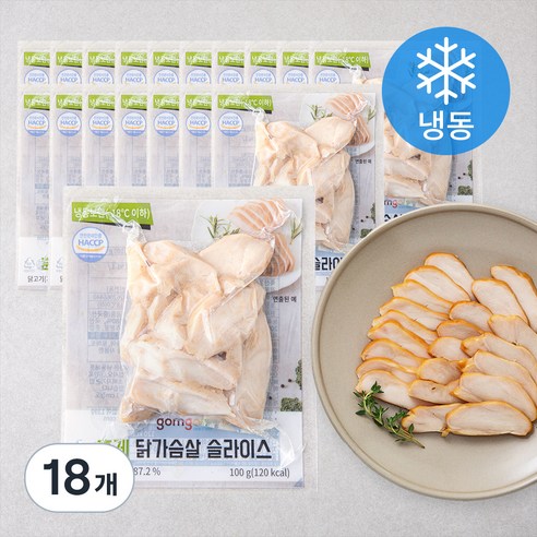 곰곰 훈제 닭가슴살 슬라이스 (냉동), 100g, 1개입, 18개