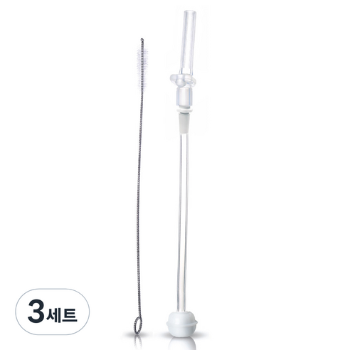 키즈미 추달린 빨대컵 빨대리필 & 브러쉬 세트, 빨대리필(투명), 브러쉬(스틸색상), 3세트