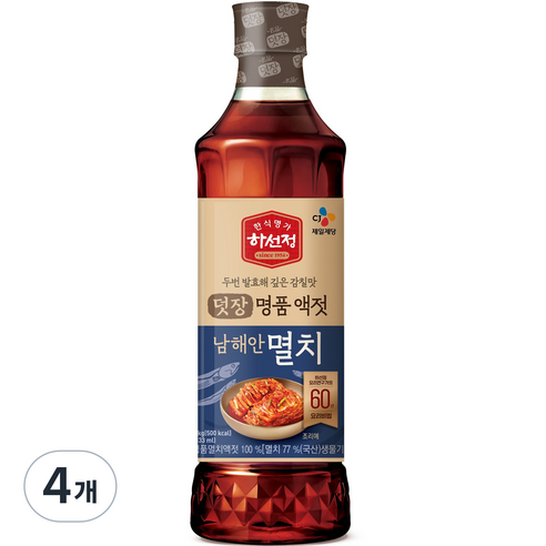 하선정 남해안 명품 멸치액젓, 1kg, 4개