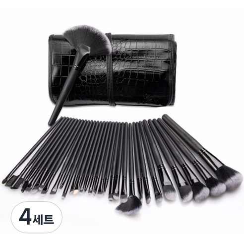 악어 파우치 브러쉬 32종 세트, 블랙, 4세트