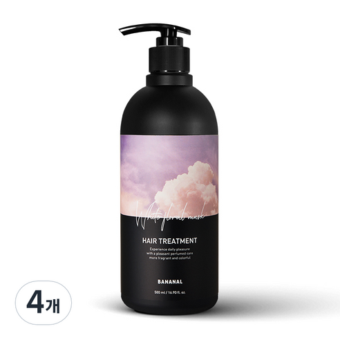 바나날 퍼퓸드 헤어 트리트먼트 화이트 플로랄 머스크, 500ml, 4개