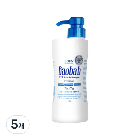 로픈 바오밥 안티오일리 프리미엄 샴푸 지성용, 500ml, 5개