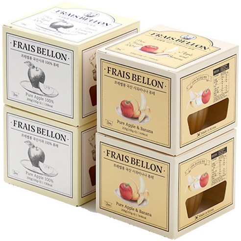 프레벨롱 국산 과일퓨레 4팩, 혼합맛(사과/사과바나나), 1세트