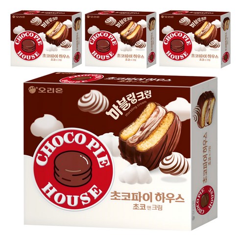 오리온 초코파이 하우스 초코앤크림, 408g, 4개