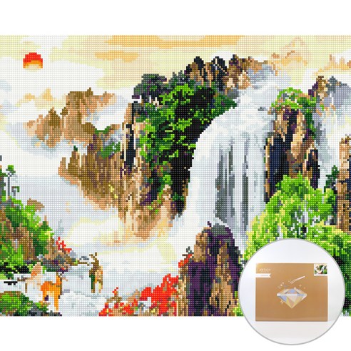 아트조이 DIY 보석 십자수 캔버스형 50 x 40 cm, 운수대통 산수화, 1세트