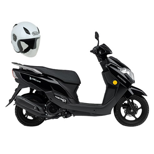 디앤에이모터스 가성비 스쿠터 + 전용 범퍼 + 헬멧 세트 방문설치, VX125, 블랙(스쿠터), 화이트(헬멧)