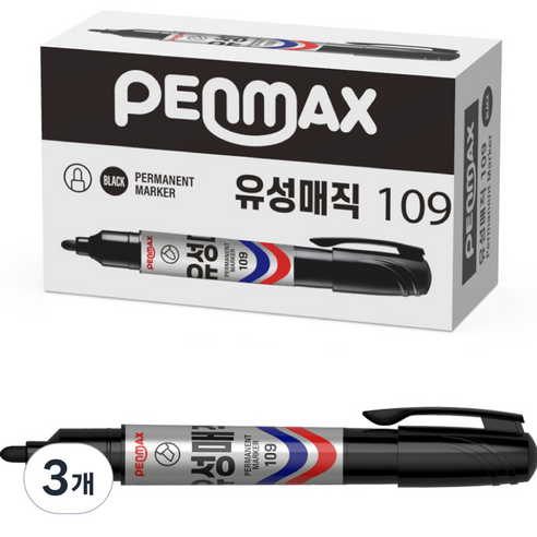 펜맥스 점보 유성매직 109 12p, 흑색, 3개