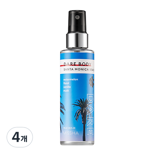 미샤 데어 바디 미스트 산타모니카해변, 105ml, 4개