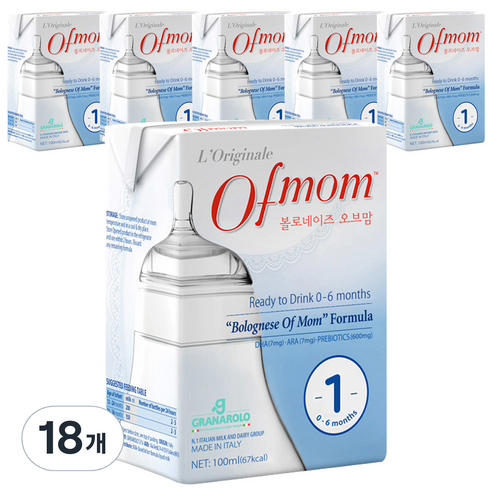 오브맘 액상분유 1단계(0개월~6개월) 100ml, 18개