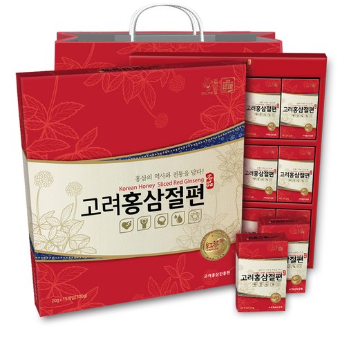 고려홍삼진흥원 홍삼절편 선물세트 15개입 + 쇼핑백, 300g, 1개