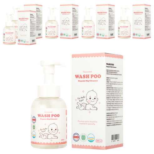 하우스윗 유아용 워시푸 오가닉 약산성 힙 클렌저, 280ml, 6개
