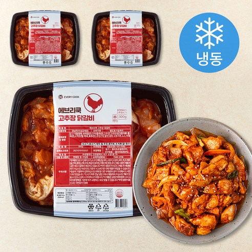에브리쿡 고추장 닭갈비 (냉동), 300g, 3개