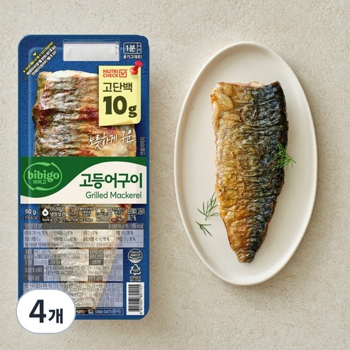 비비고 고단백 고등어구이, 60g, 4개