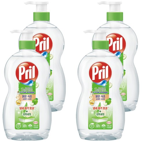 프릴 시크릿 오브 맑은식초 상쾌한 사과향 주방세제, 700ml, 4개