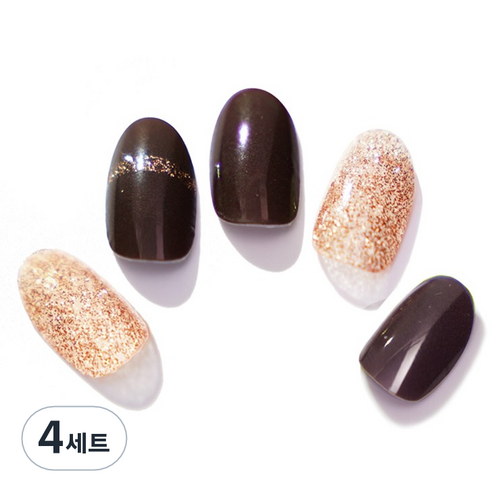 엔젤리 프리미엄 젤 네일 아트 스티커 세트, 4세트, 트윙클 초콜릿