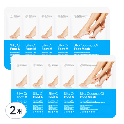 매드포코스 촉촉한 실키 코코넛 오일 풋마스크, 10개입, 2개, 16ml