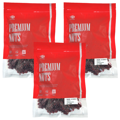 다다모마켓 건크랜베리, 500g, 3개