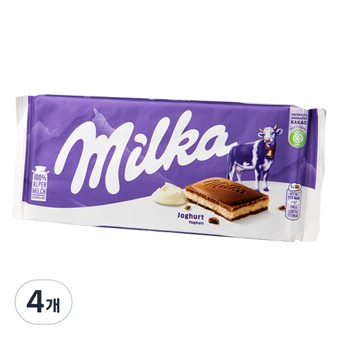밀카 초콜릿 요거트, 100g, 4개