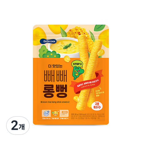 베베쿡 더 맛있는 빼빼롱뻥 과자, 2개, 구운옥수수