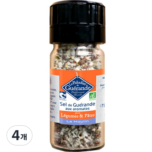 게랑드 야채와 파스타를 위한 게랑드소금 그라인더, 70g, 4개