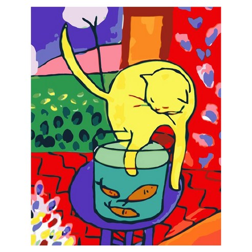 모모픽스페인팅 DIY 명화그리기 세트 60 x 75 cm, WG03 앙리 마티스 고양이, 1세트