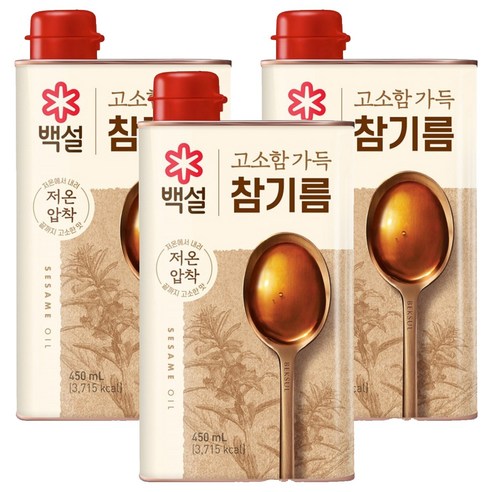 백설 고소함 가득 참기름, 450ml, 3개