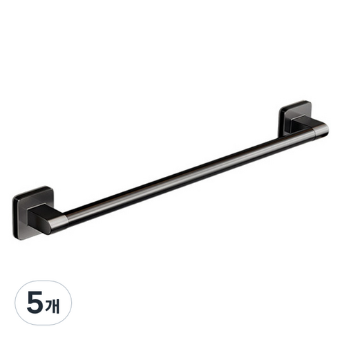 맥라이프 욕실 접착식 무타공 수건 걸이 60cm, 블랙, 5개