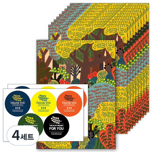 앤캐비넷 선물봉투 10p + 스티커 2p 세트, 폴, 4세트