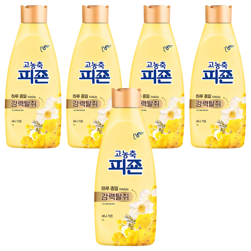 피죤 고농축 강력탈취 섬유유연제 써니 가든 본품, 1L, 5개