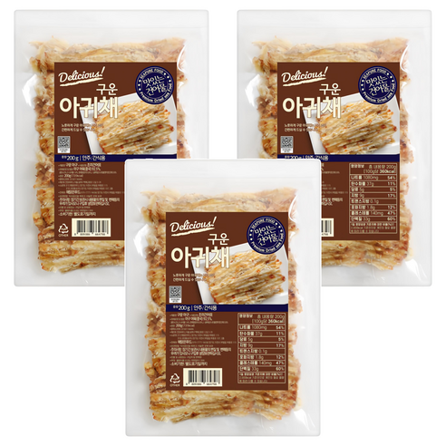 해맑은푸드 구운 아귀채, 200g, 3개