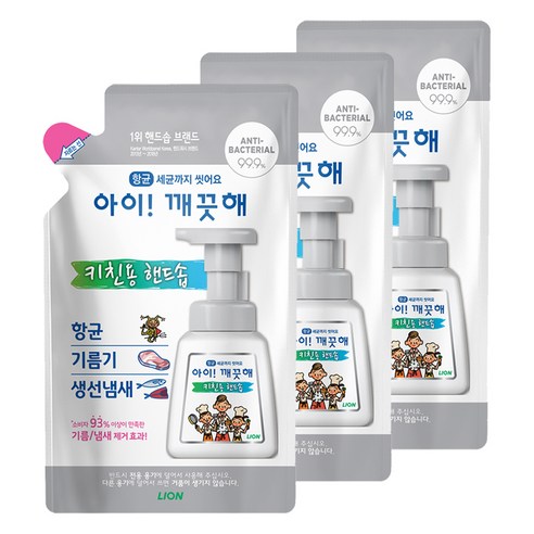 아이깨끗해 향균 키친폼 손세정제 리필 바질향, 200ml, 3개