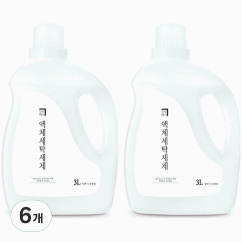 살림백서 세탁 액상 세제 본품, 3L, 6개