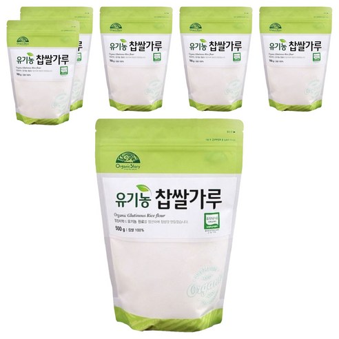 [오가닉스토리] 오가닉스토리 유기농 찹쌀가루, 500g, 6개
