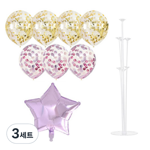 파티쇼 풍선꽂이장식세트 70cm, 은박컨페티 4번, 3세트