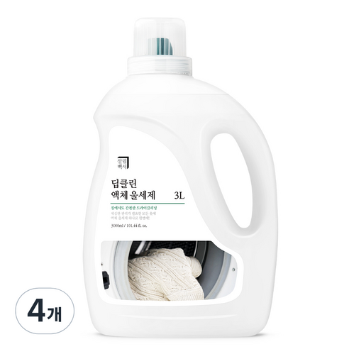 살림백서 딥클린 액체 울 세제 본품, 3L, 4개