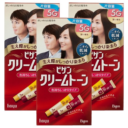 비겐 크림톤 염색제, 5G 진한 밤색, 3개