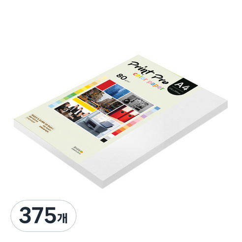 종이문화 프린트 프로 칼라 복사용지 No 30 스노우화이트 80g, A4, 375개