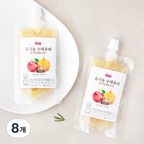 배냇밀 유기가공식품 인증 수제퓨레, 100g, 8개, 혼합맛(감자/배/사과)