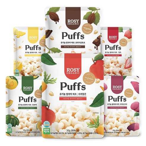 로지오가닉 유기농 쌀과자 6종 세트, 사과당근, 단호박, 자색고구마, 초코, 치즈초코, 딸기초코, 20g, 1세트