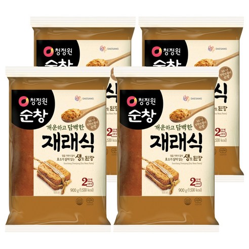 청정원순창 개운하고 담백한 재래식 생된장, 4개, 900g