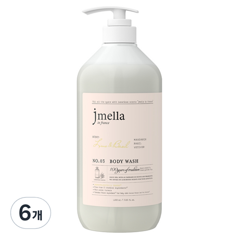 제이멜라 인 프랑스 라임 앤 바질 바디워시 시트러스향, 6개, 1000ml