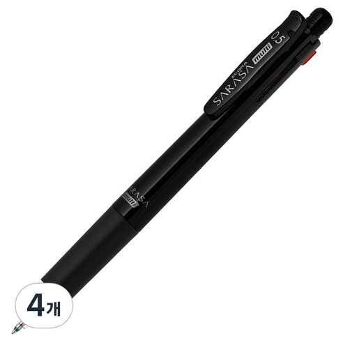 제브라 볼샤 사라사 4+1 J4SA11 볼펜 0.5mm + 샤프 0.5mm, 블랙, 4개