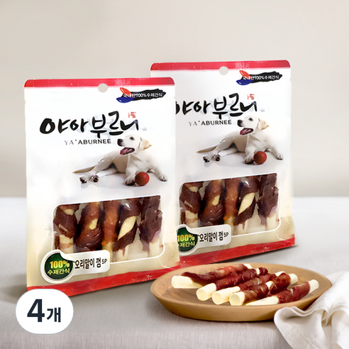 야아부르니 국내산 강아지 수제간식, 오리말이껌, 4개