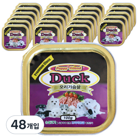 퍼피프랜드 강아지 사각 캔, 오리가슴살, 100g, 48개